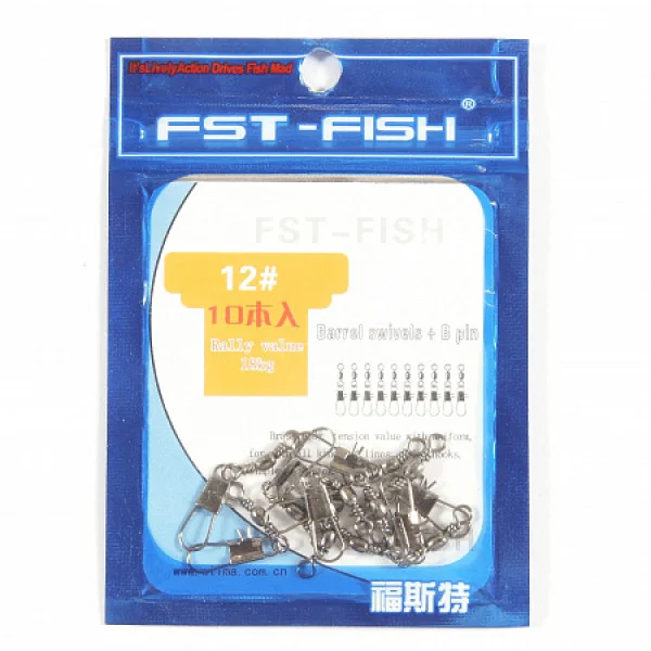 Вертлюг с карабином FST-Fish №10, 10 шт в Стерлитамаке